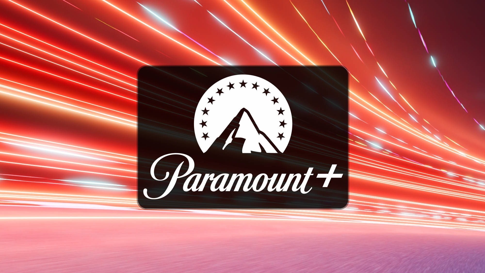 לוגו Paramount+ על רקע אדום במהירות מופרזת