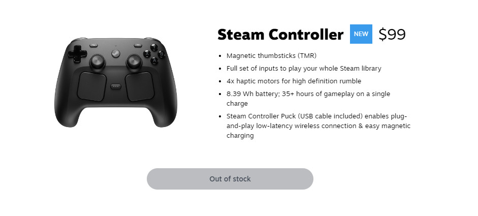 בקר Steam אזל מהמלאי