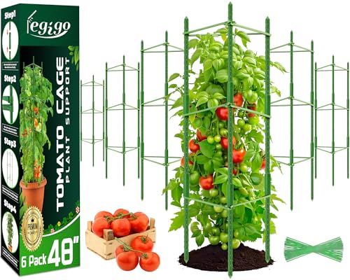 כלוב עגבניות עם 6 חבילות לתמיכה בצמחי גינה - עד 48 אינץ' 