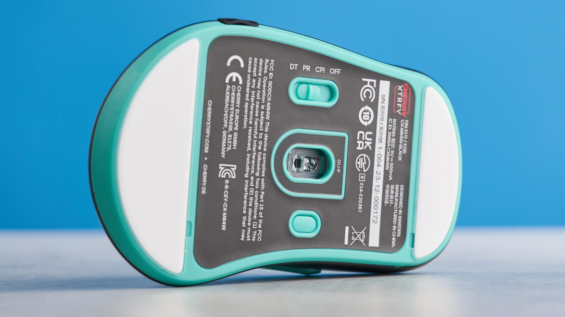 עכבר גיימינג אלחוטי Cherry XTRFY M64 שחור ותכלת