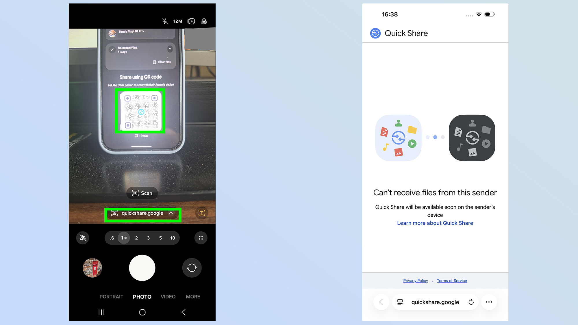 כיצד לשתף קבצים עם קוד qr באמצעות quickshare