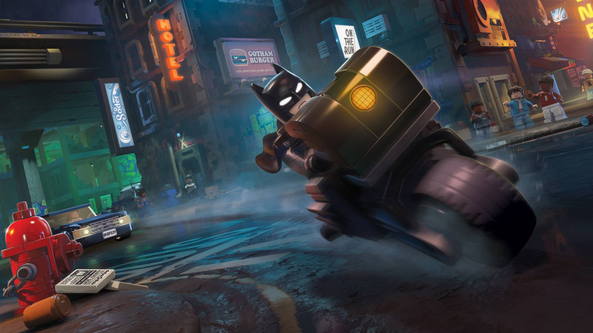 תמונת Lego Batman: Legacy of the Dark Knight המציגה את באטמן על אופנוע