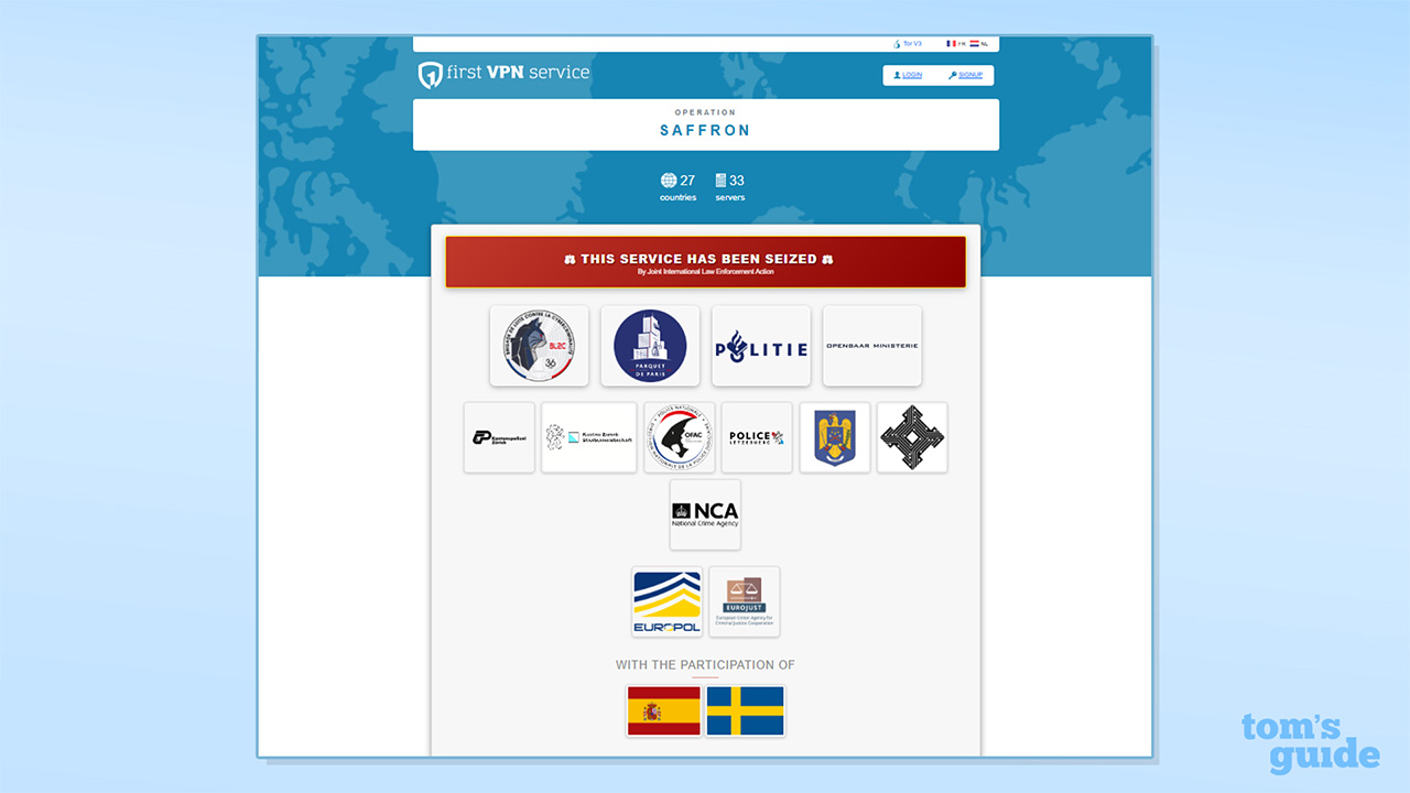 צילום מסך של הסרה של האתר וה-VPN של firstVPNservice
