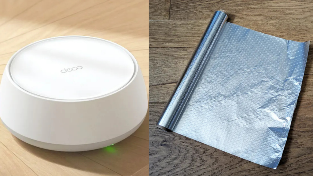 TP Link router and aluminum foil
