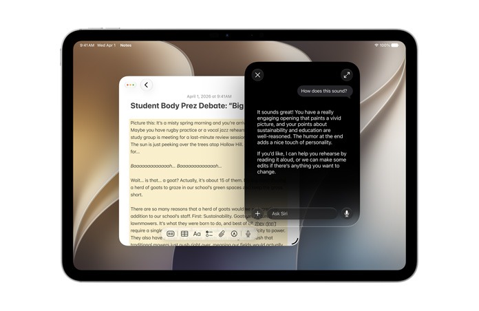 צילומי מסך של iPadOS 27