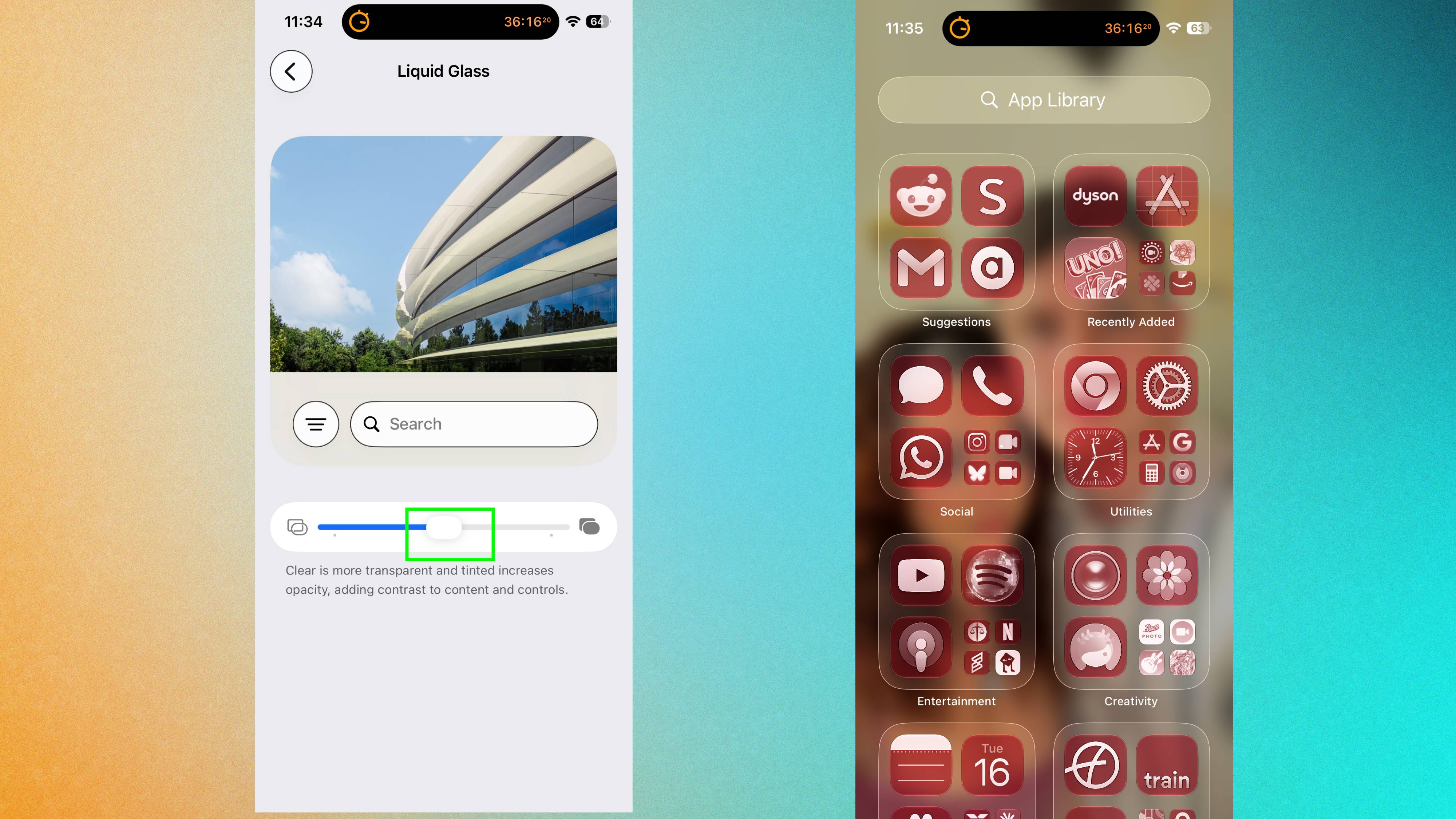 מחוון זכוכית נוזלית ב-iOS 27 מודגש 
