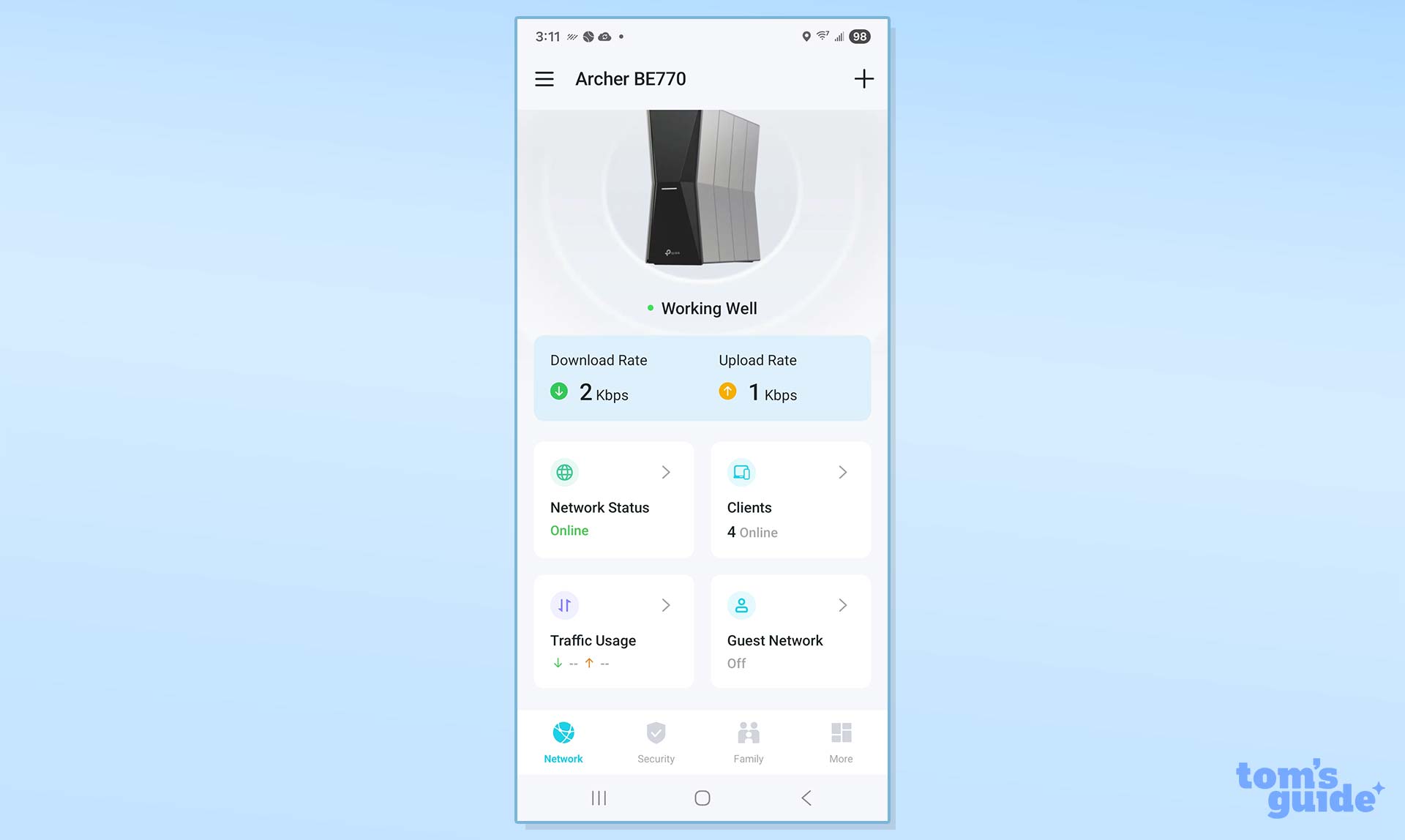צילום מסך של אפליקציית TP-Link Archer BE770
