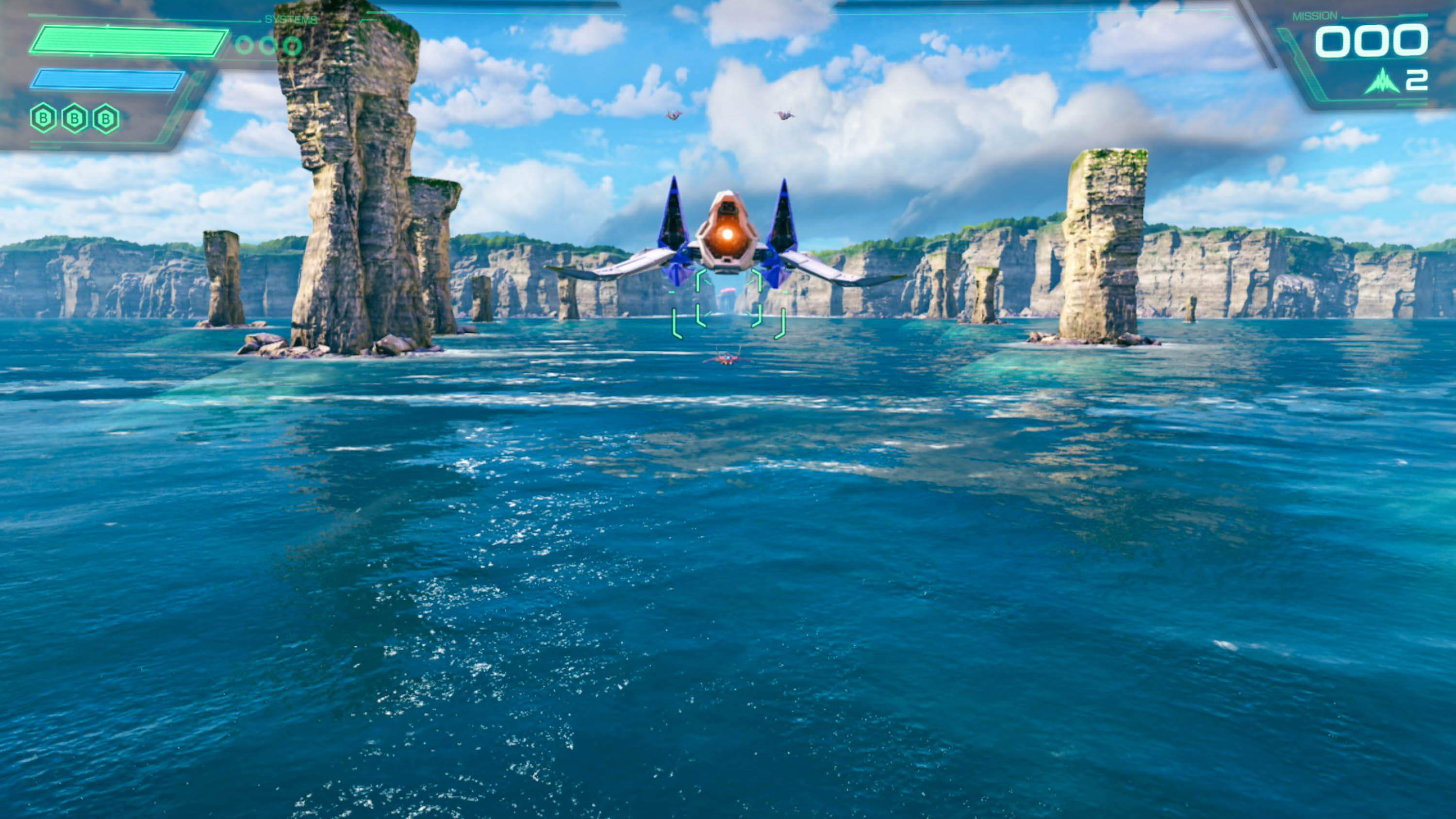 פוקס מקלוד עף מעל המים ב-Star Fox ב-Nintendo Switch 2