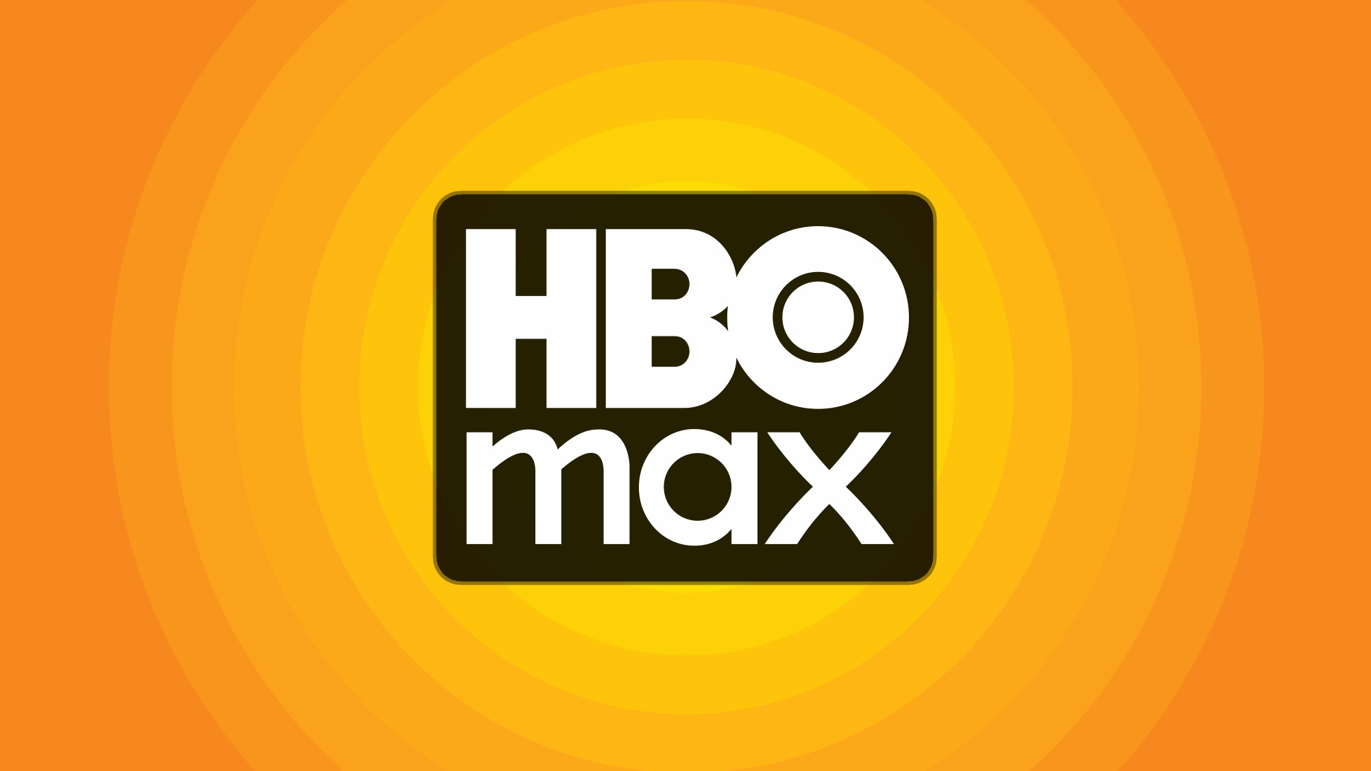 לוגו HBO Max על רקע צהוב כתום