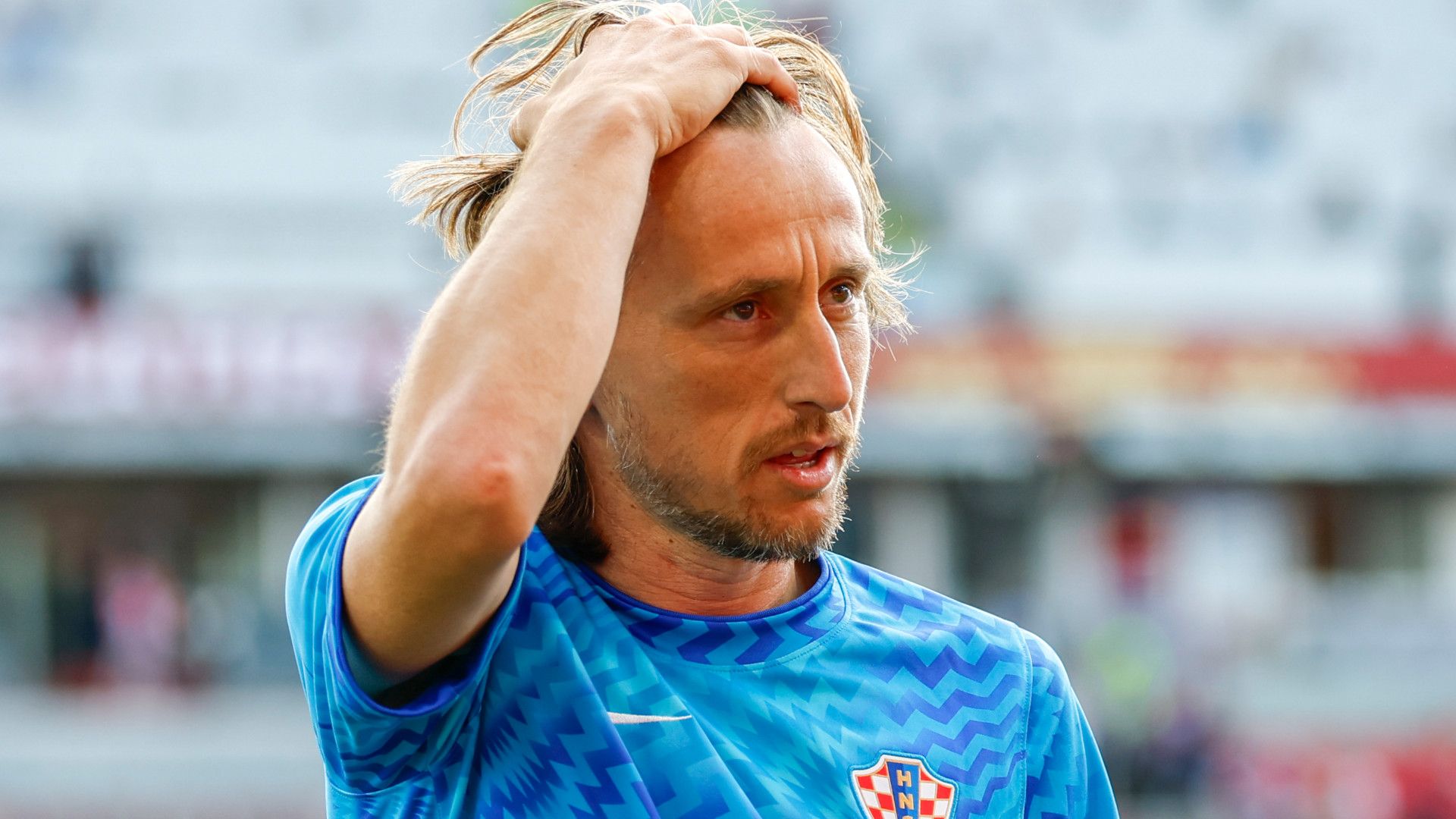 Croatia's Luka Modric warming up prior to World Cup 2026 match vs Panama