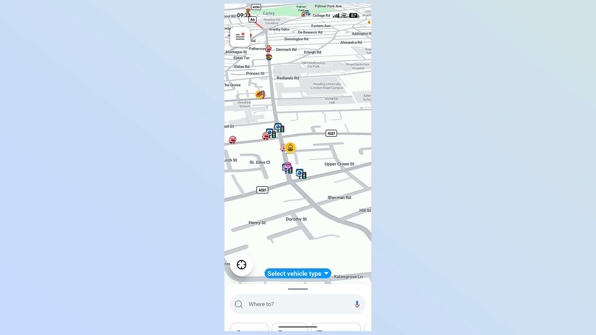 סמלי רמזורים באפליקציית waze