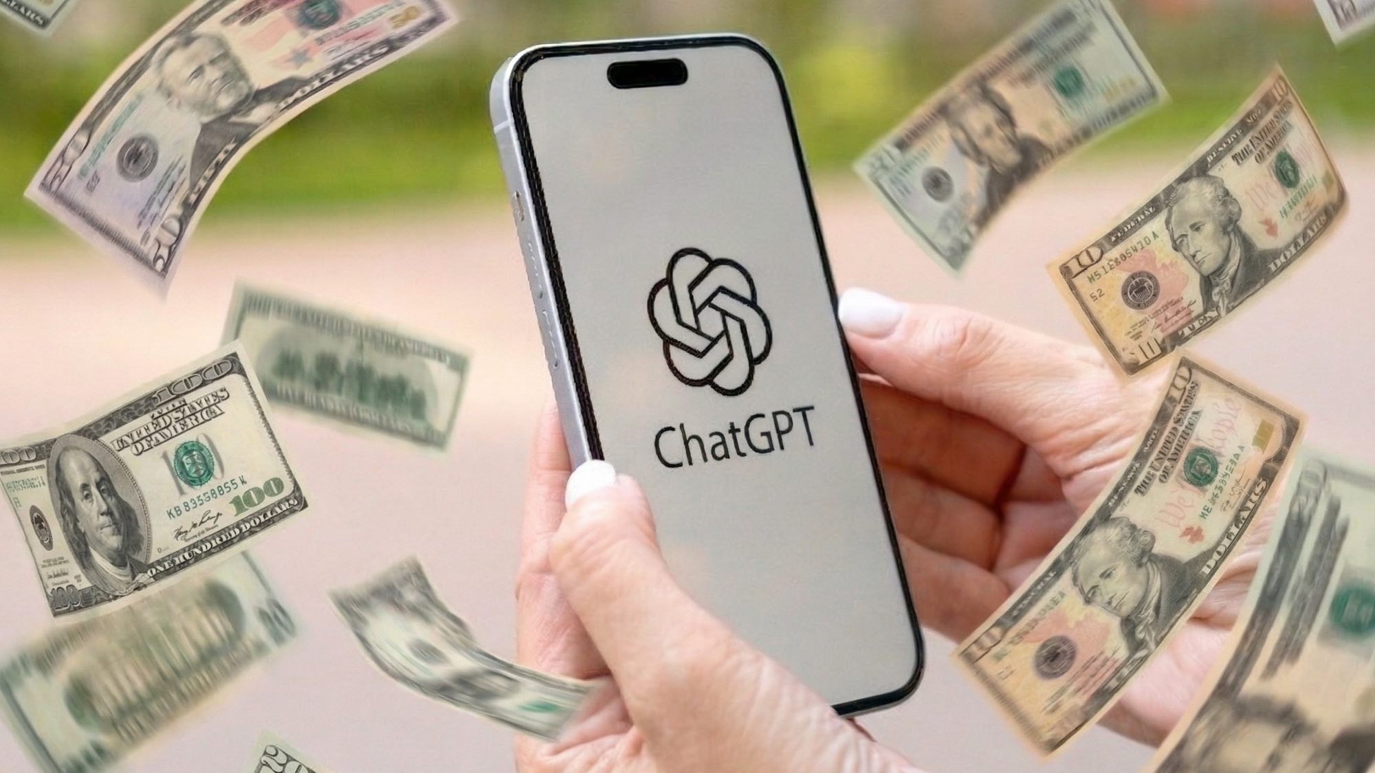 ChatGPT בטלפון מוקף בכסף