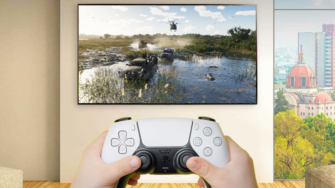 GTA 6 על מסך טלוויזיה.