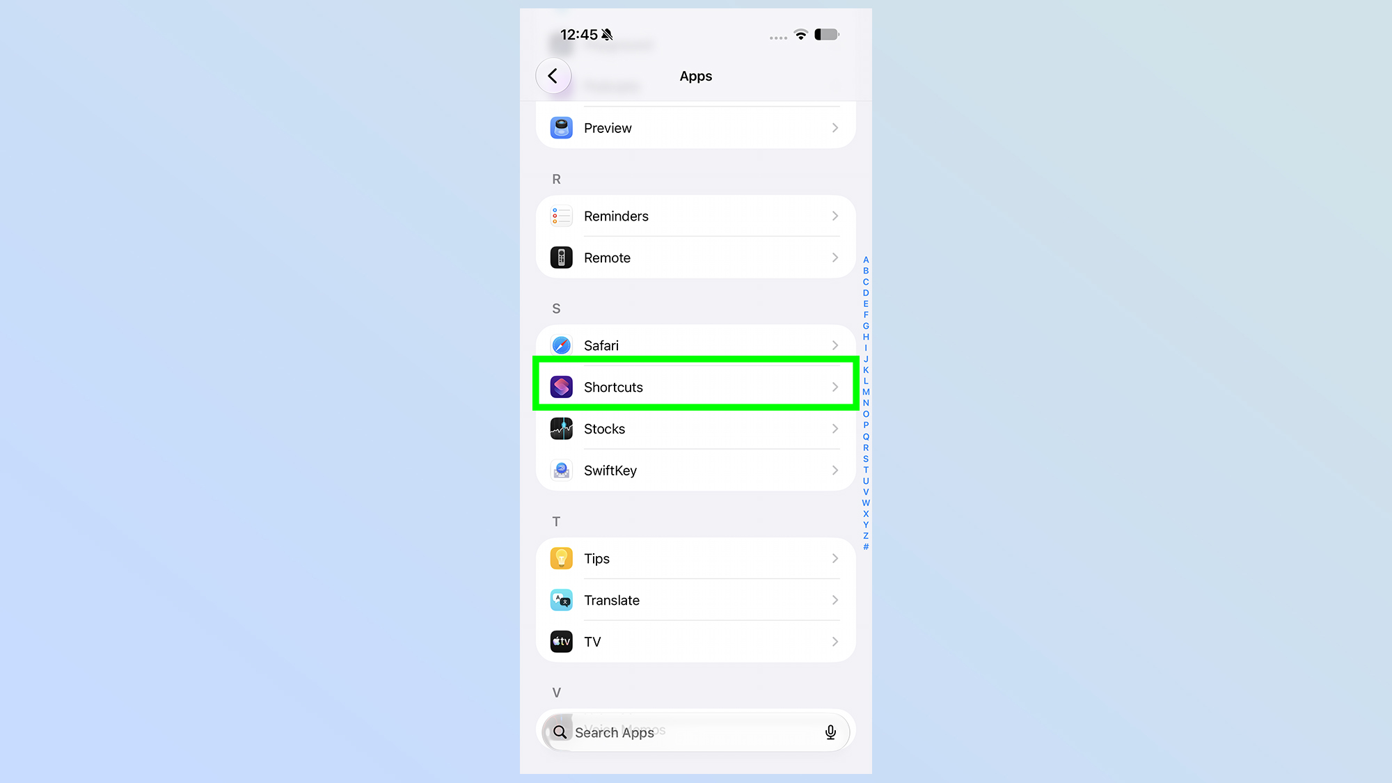 תכונת שחזור קיצורי ios 27