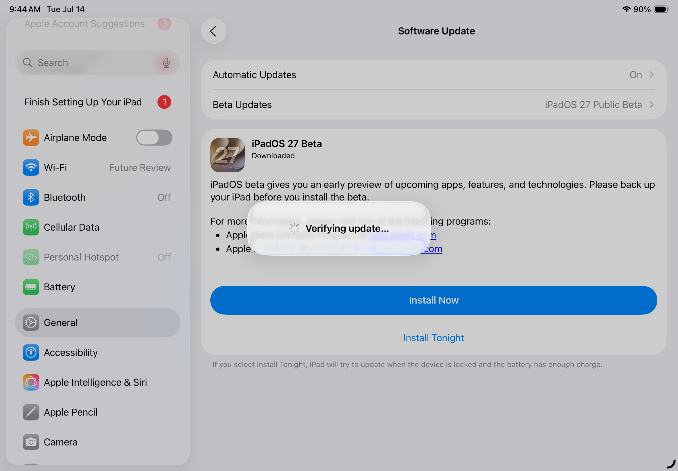 iPadOS 27 בטא
