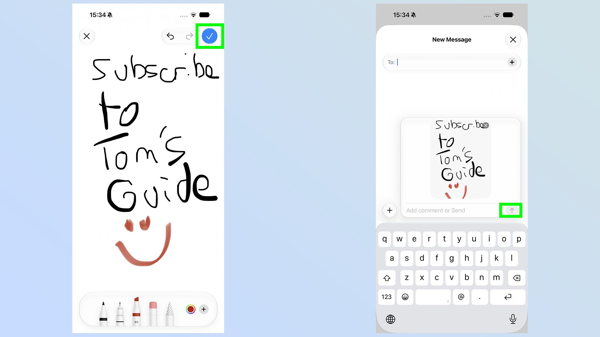 שלב אחר שלב איך לצייר באפליקציית הודעות ב-ios 27 בטא