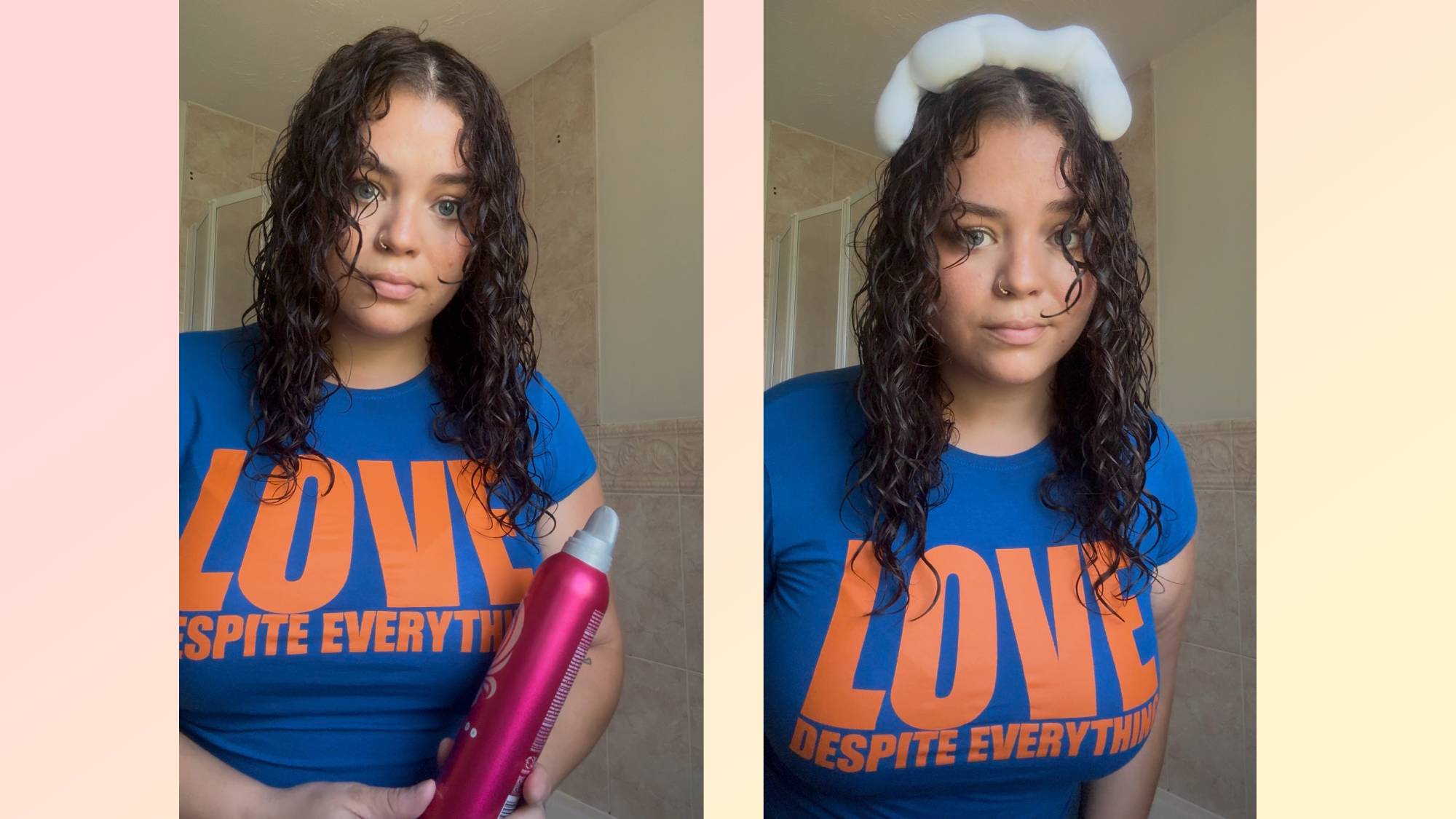 מגרפת מוצר דרך שיער מתולתל