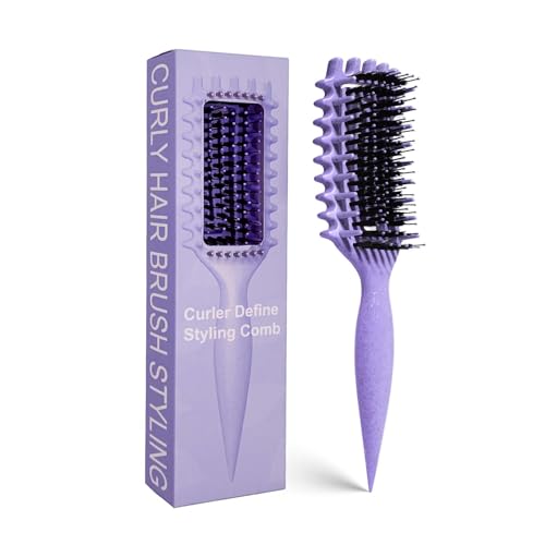 מברשת לשיער מתולתל Candybrush Curl Defining מברשת לפיתוק עיצוב והגדרת תלתלים לנשים, גברים, רטובים וamp;amp; שיער יבש (סגול)