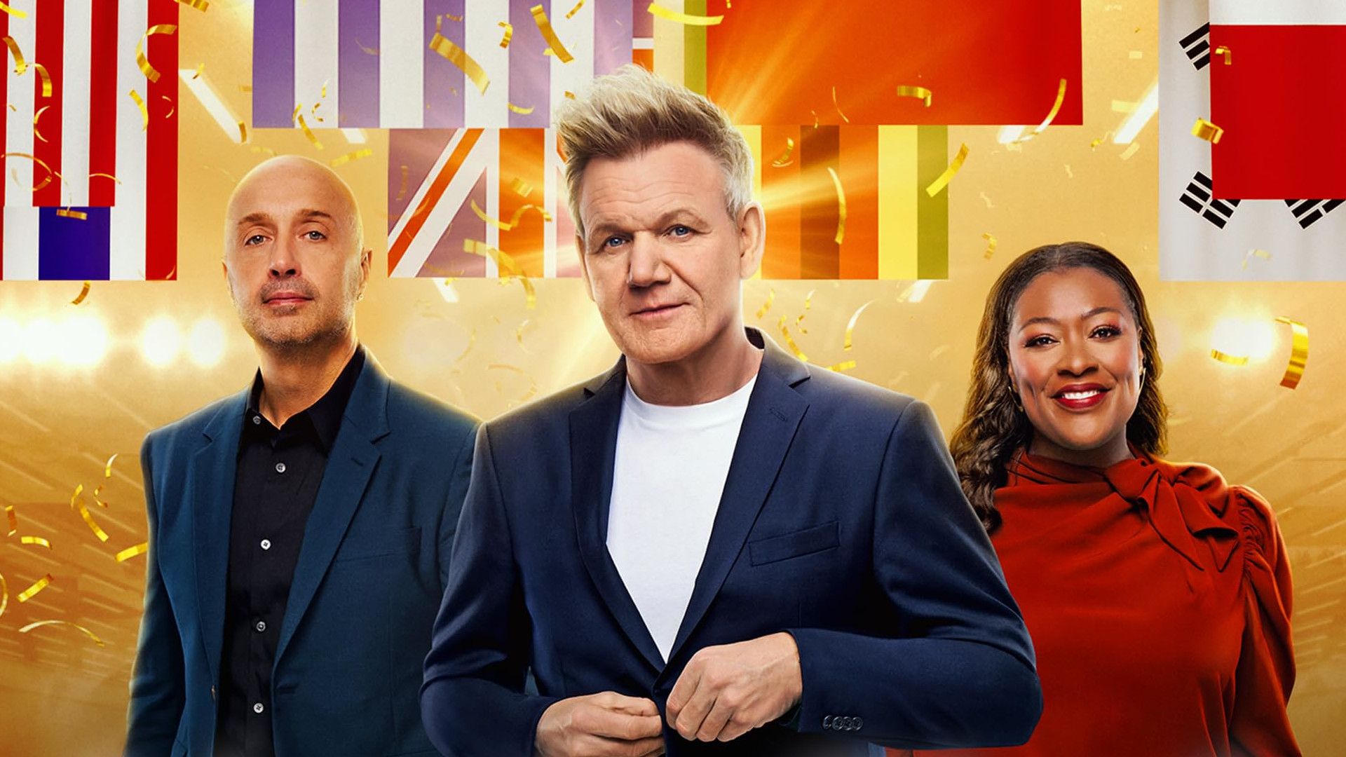 Gordon Ramsay, Joe Bastianich, and Tiffany Derry in "MasterChef" season 16 promotional image