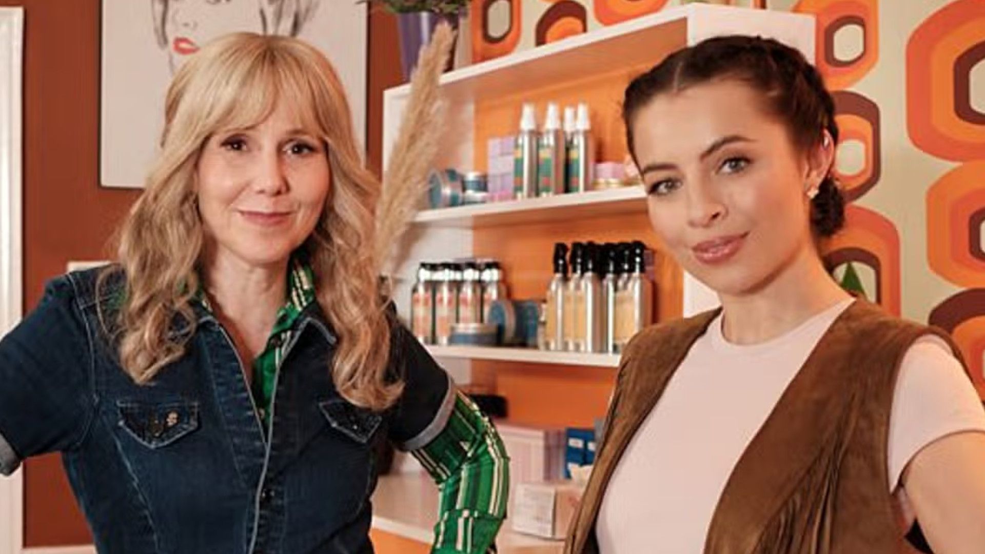 Sally Phillips and Charlotte Jordan in "The Hairdresser Mysteries"