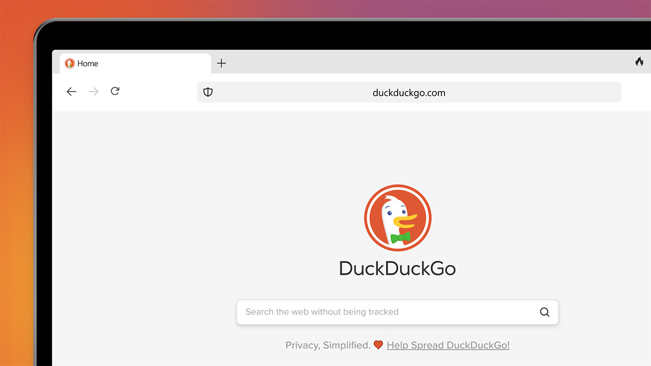 דגם דפדפן DuckDuckGo המוצג במחשב Windows