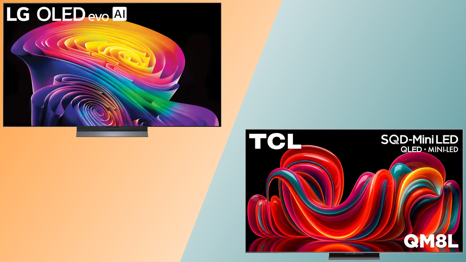 LG C6 OLED וטלוויזיה TCL QM8L SQD מיני-LED בשילוב זה לצד זה