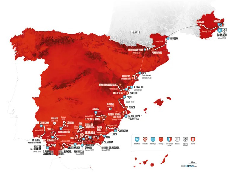 Vuelta a Espa&ntilde; מפת מסלול משנת 2026