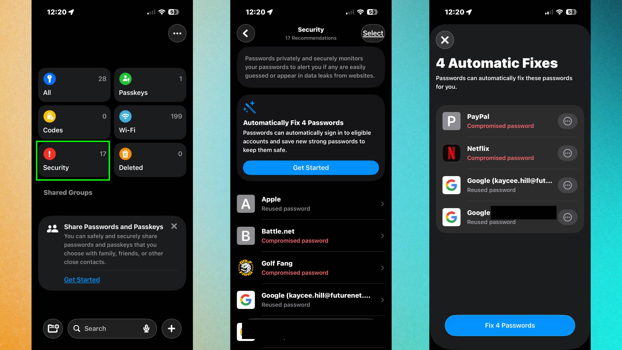תקן אוטומטית סיסמאות חלשות iOS 27