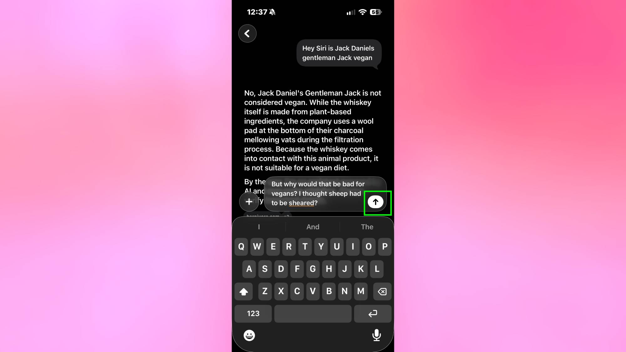 שאלת שאלת המשך באפליקציית Siri iOS 27
