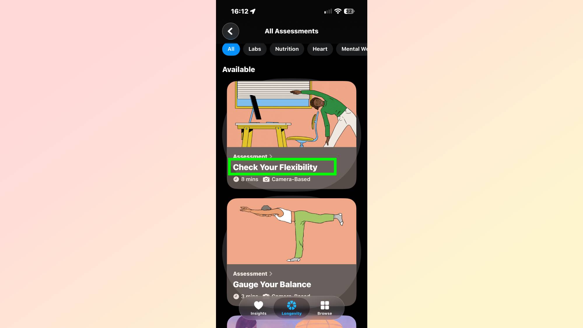 הערכות מודרכות ב-iOS 27.2 בטא באייפון באפליקציית בריאות
