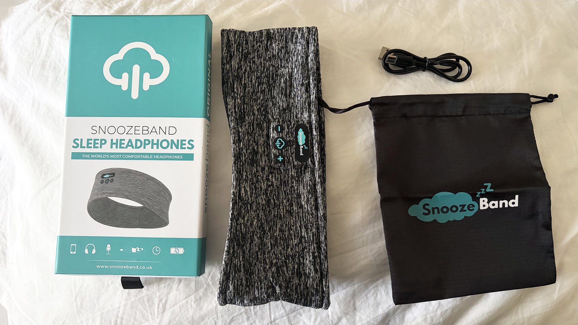 תיבת Snoozeband Sleep אוזניות, סרט ותיק, בתוספת כבל הטעינה