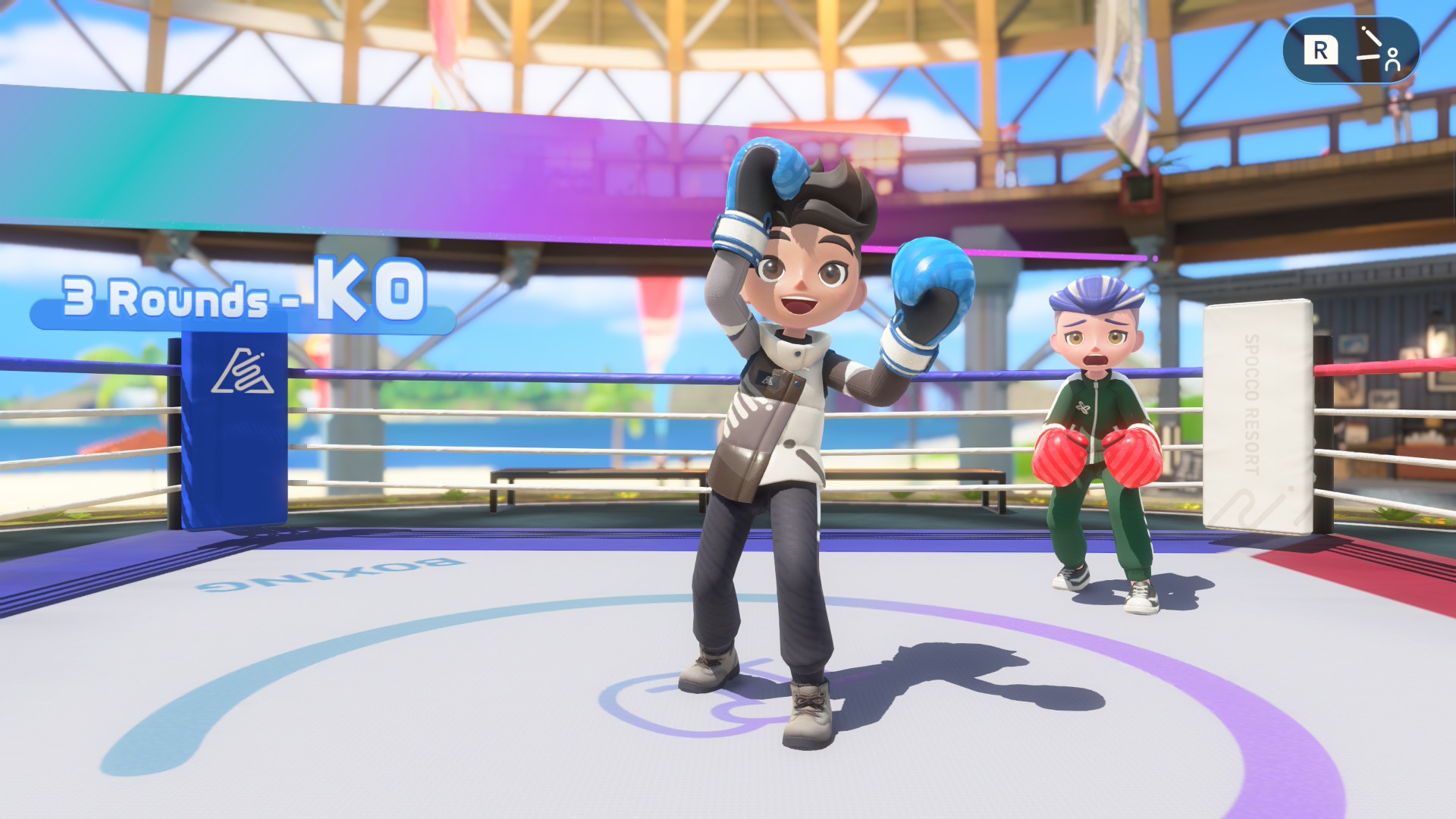 צילום מסך המראה שחקן מנצח במשחק אגרוף ב-Nintendo Switch Sports Resort