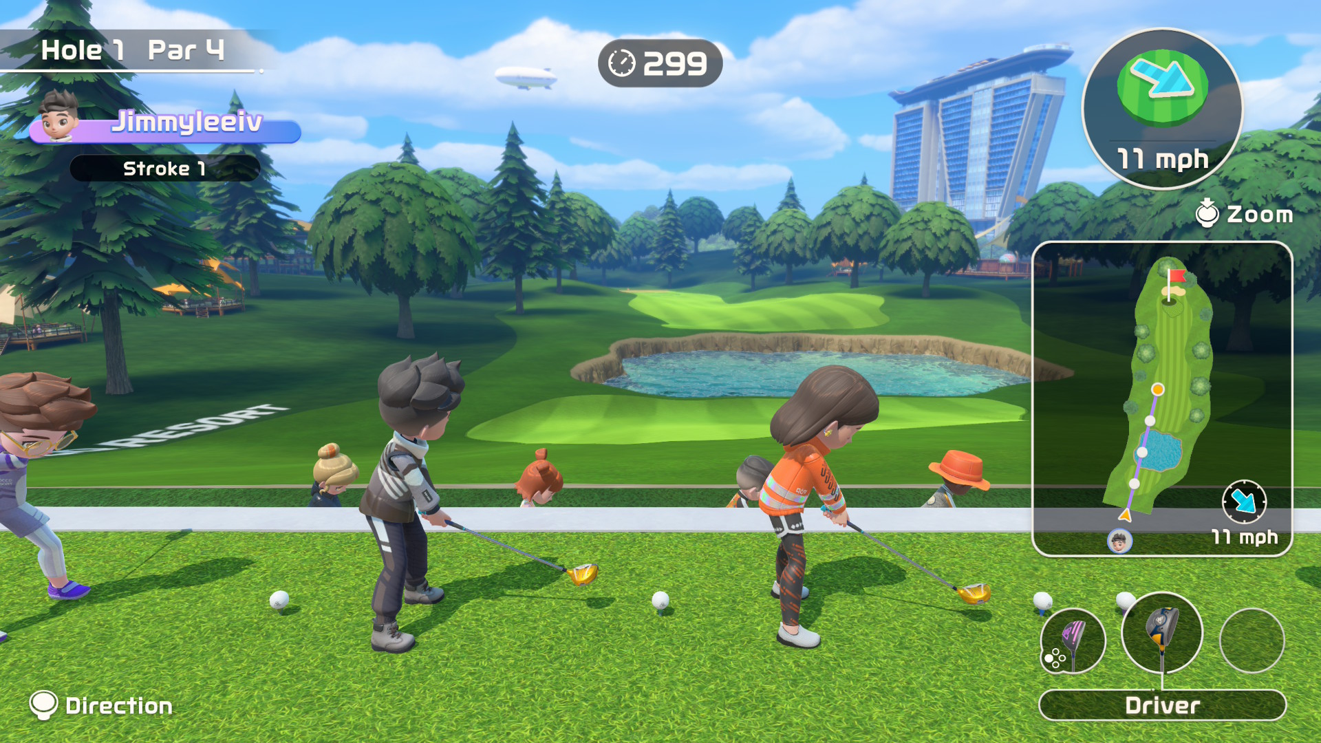 צילום מסך המציג גולף מרובה משתתפים מקוון ב-Nintendo Switch Sports Resort