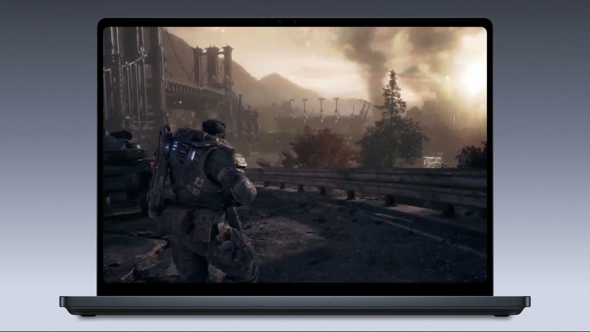 Gears of War E-Day פועל על Microsoft Surface Laptop Ultra