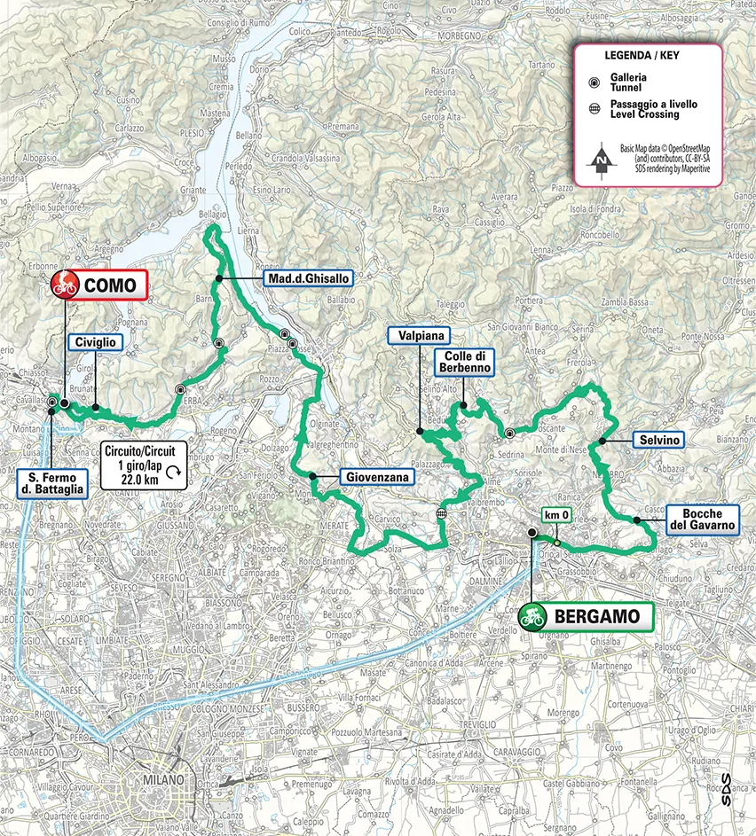 מפת המסלול של Il Lombardia 2026