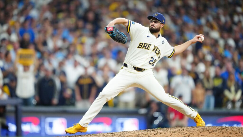 Milwaukee Brewers pitcher Aaron Ashby during the 2026 MLB World Series