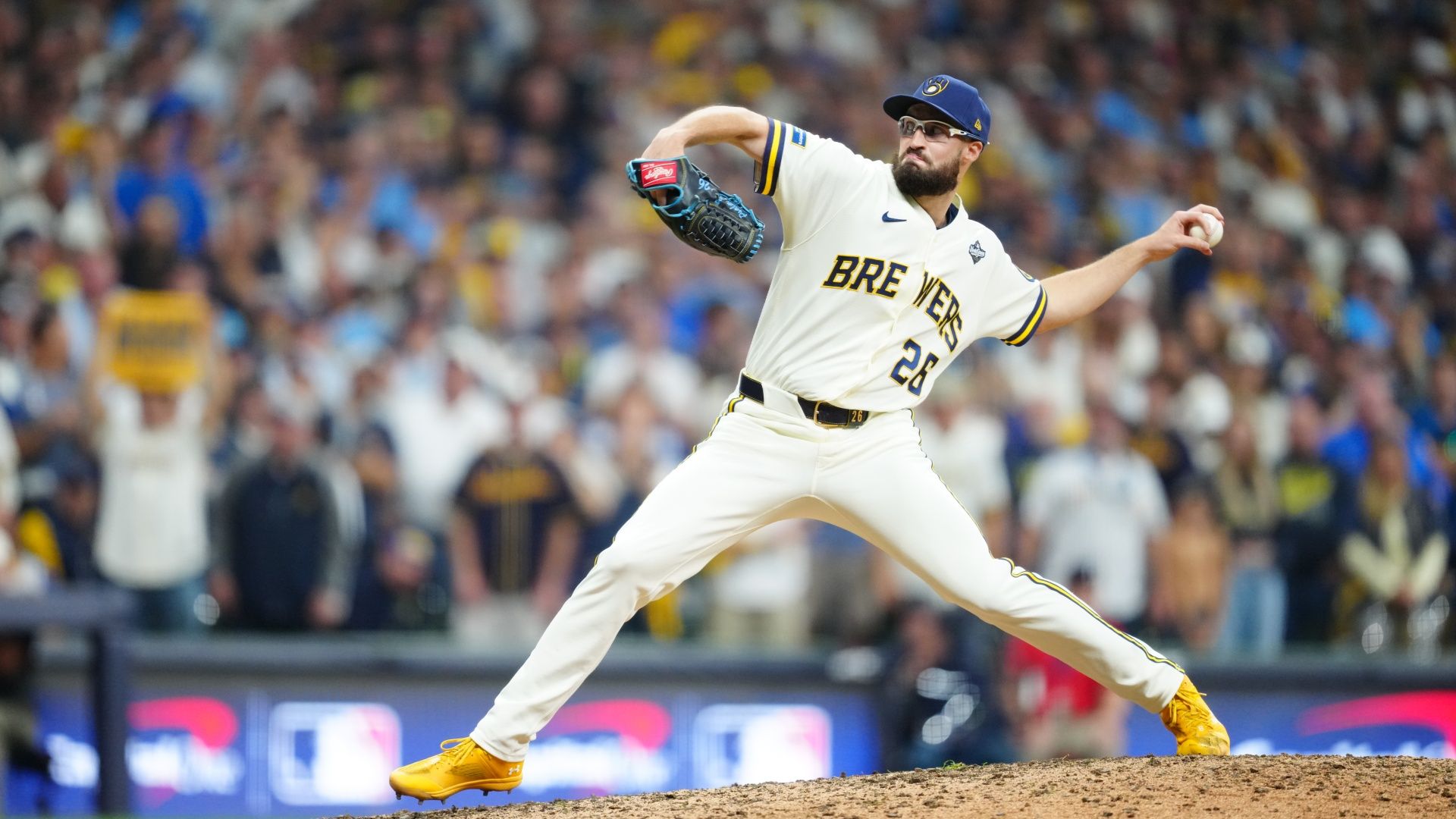 Milwaukee Brewers pitcher Aaron Ashby during the 2026 MLB World Series