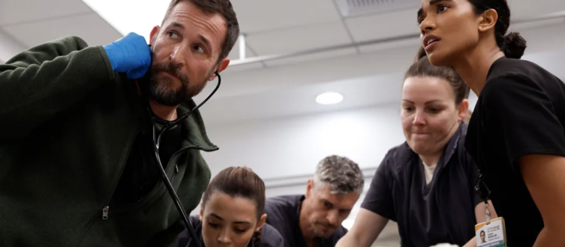 Noah Wyle, Supriya Ganesh and more of the 'Pitt' crew, treating patients