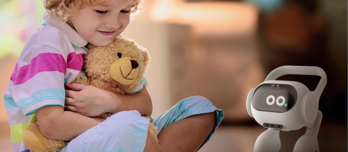 LG’s smart home AI agent on floor next to a child
