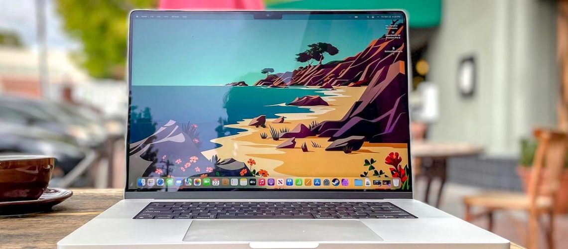 MacBook Pro 2021 (16-inch) on a patio table
