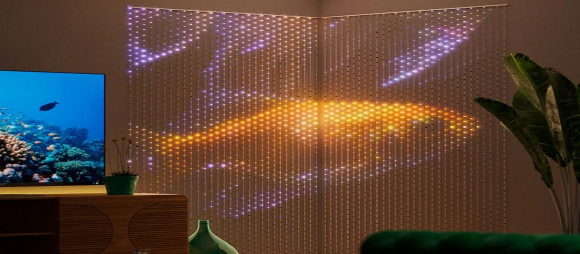 Twinkly Matrix smart curtain living room setup