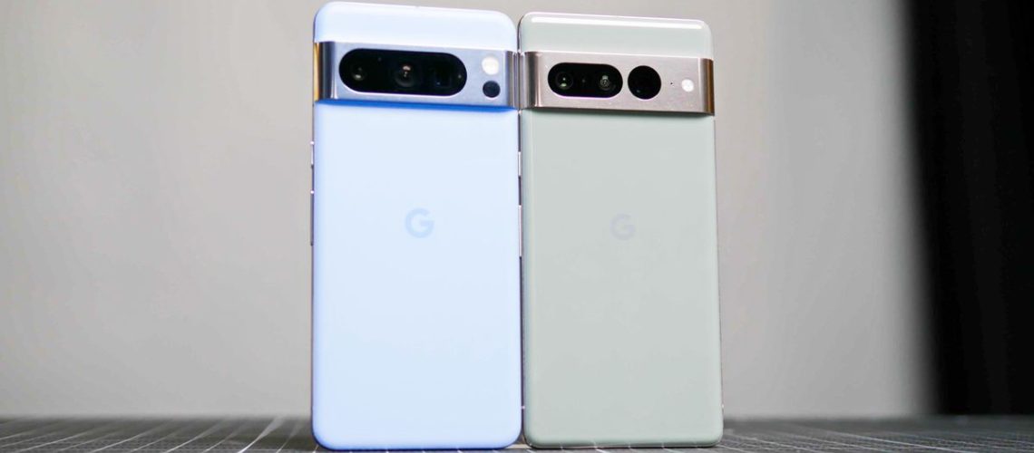 Google Pixel 8 Pro vs Pixel 7 Pro next to one another.