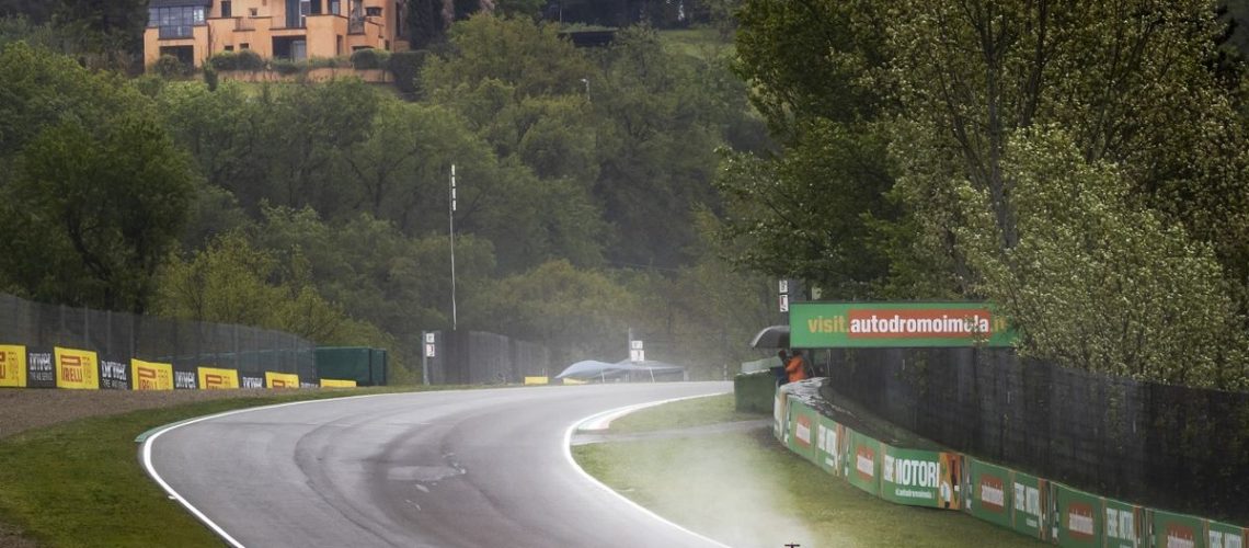 Max Verstappen (1) with the Oracle Red Bull Racing RB18 Honda on track during practice 1 ahead of the Emilia Romagna F1 Grand Prix at Autodromo Enzo e Dino Ferrari on April 22, 2022 in Imola, Italy