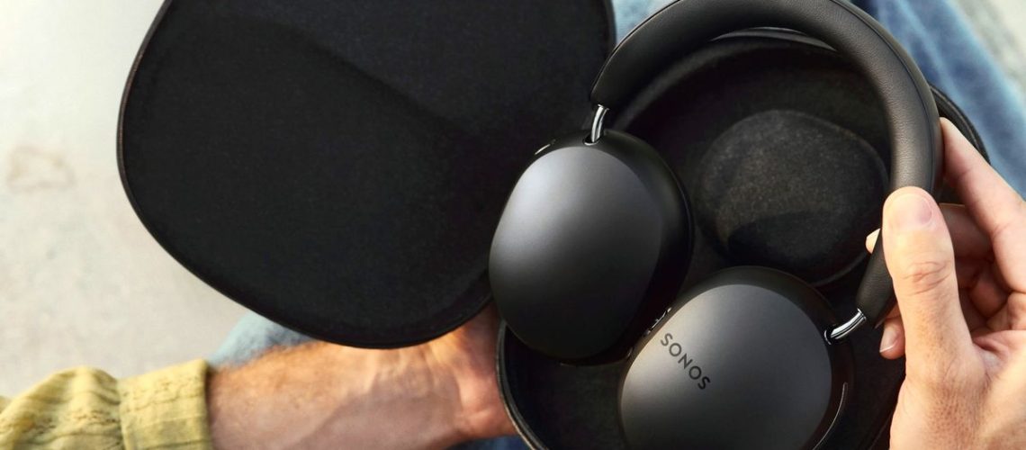Sonos Ace headphones in black in carry case