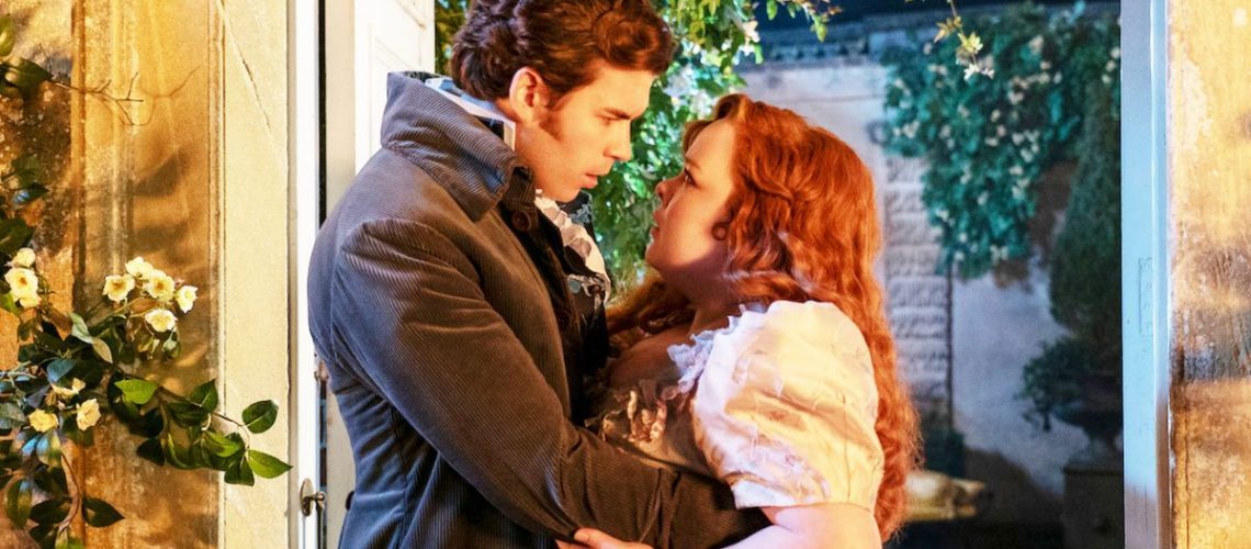 Luke Newton and Nicola Coughlan in Bridgerton season 3 on Netflix
