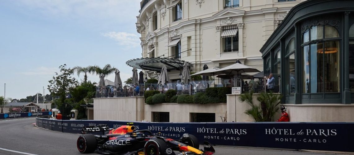 Sergio Perez of Mexico and Oracle Red Bull Racing drives on track during the F1 Grand Prix of Monaco at Circuit de Monaco on May 28, 2023 in Monte-Carlo, Monaco