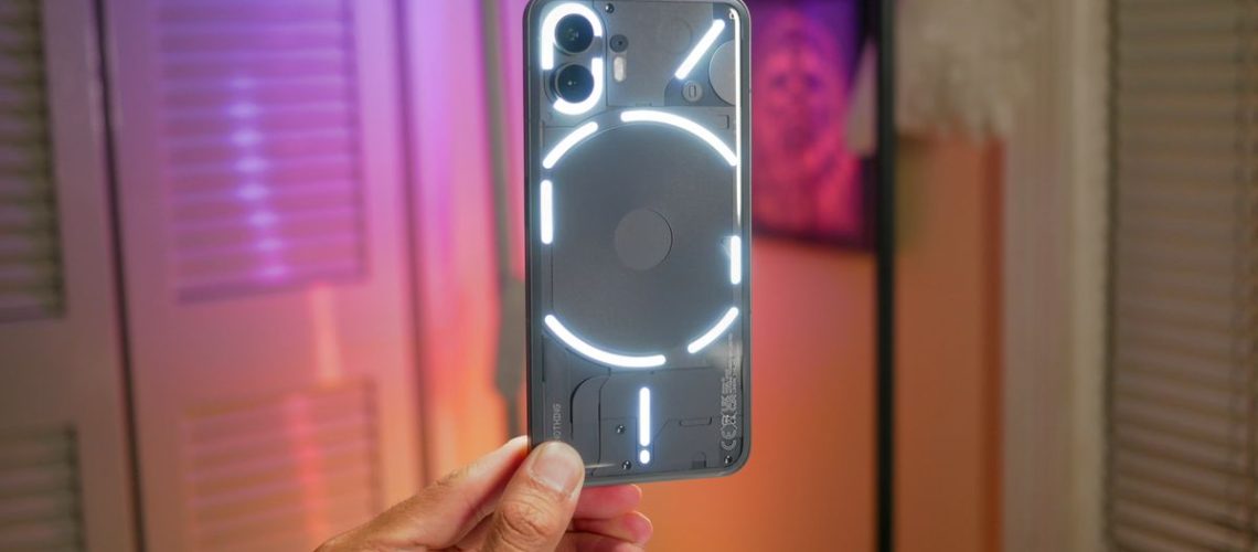 Nothing Phone (2) held in the hand.