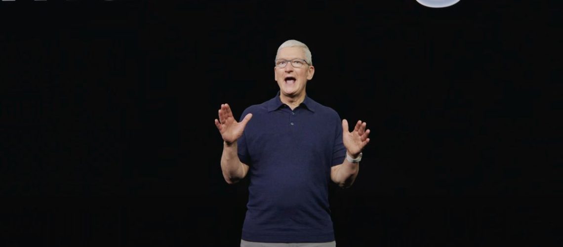 Tim Cook on stage at WWDC 2023