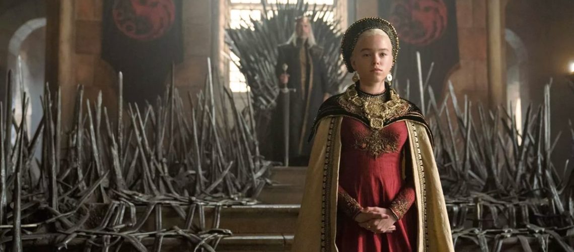 Milly Alcock as Rhaenyra, Paddy Considine as Viserys in House of the Dragon