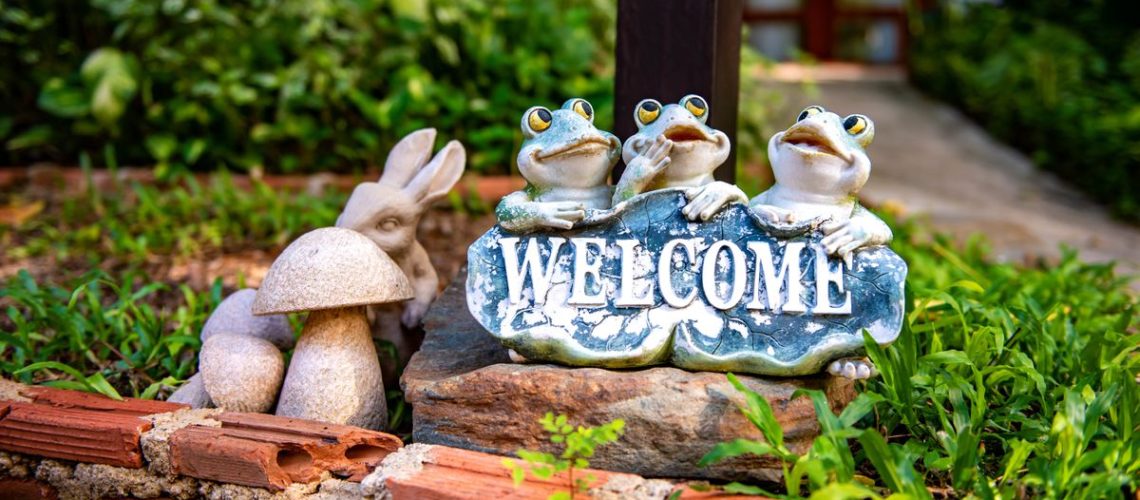 Blue and white shower curtain